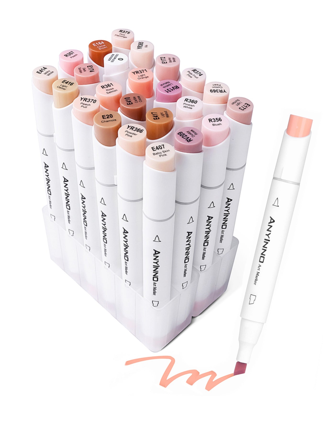 ANYINNO 24 Skin Tone Colors Dual Tips Alcohol-based Art Markers, Brush